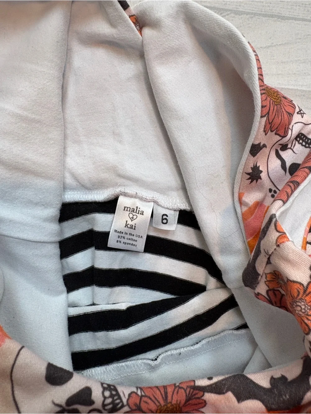 Malia + Kai Floral & Skull Tank Dress with Black and White Striped Skirt